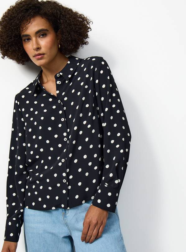 Navy Polka Dot Print Regular Fit Shirt 22