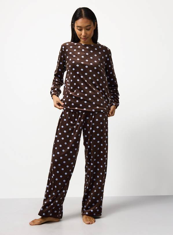 Brown Polka Dot Slinky Pyjamas XXL