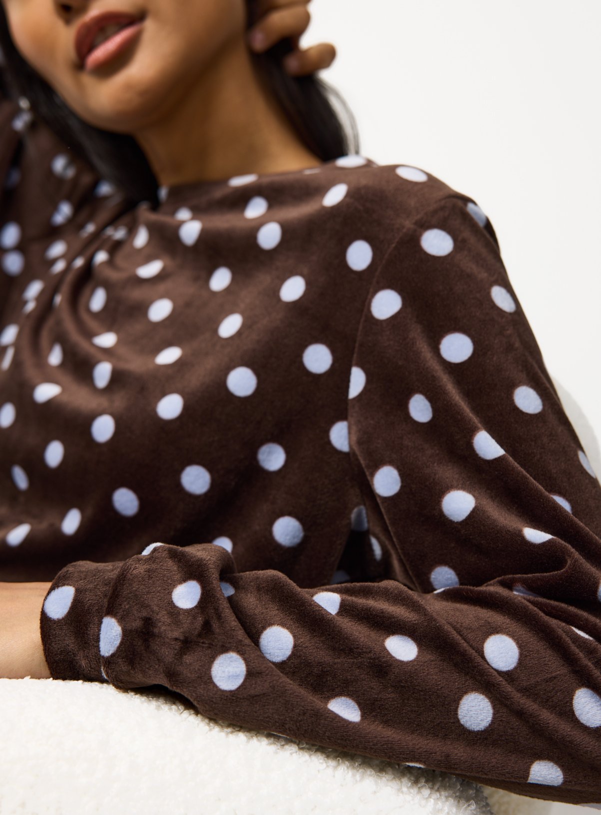 Brown Polka Dot Slinky Pyjamas M - Image 3 thumbnail