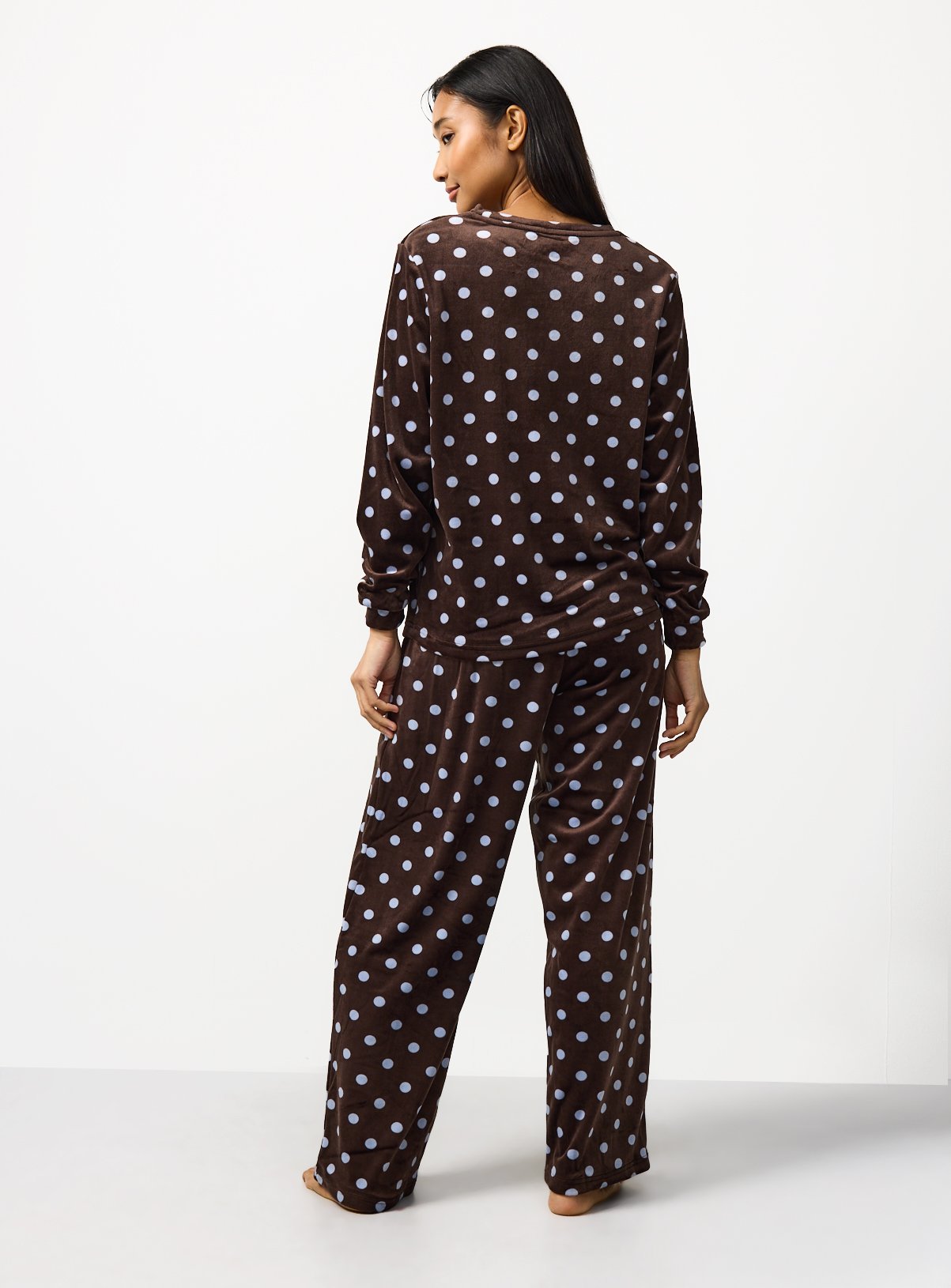 Brown Polka Dot Slinky Pyjamas M - Image 4 thumbnail