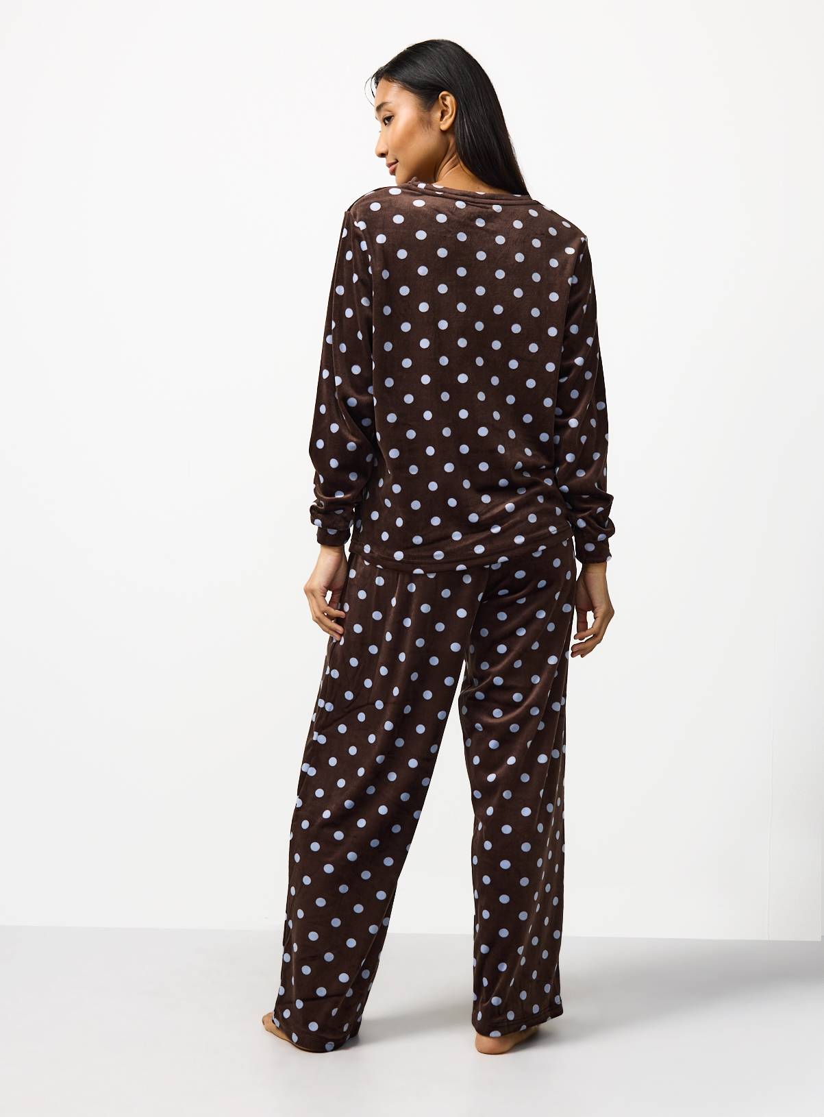 Brown Polka Dot Slinky Pyjamas M - Image 4