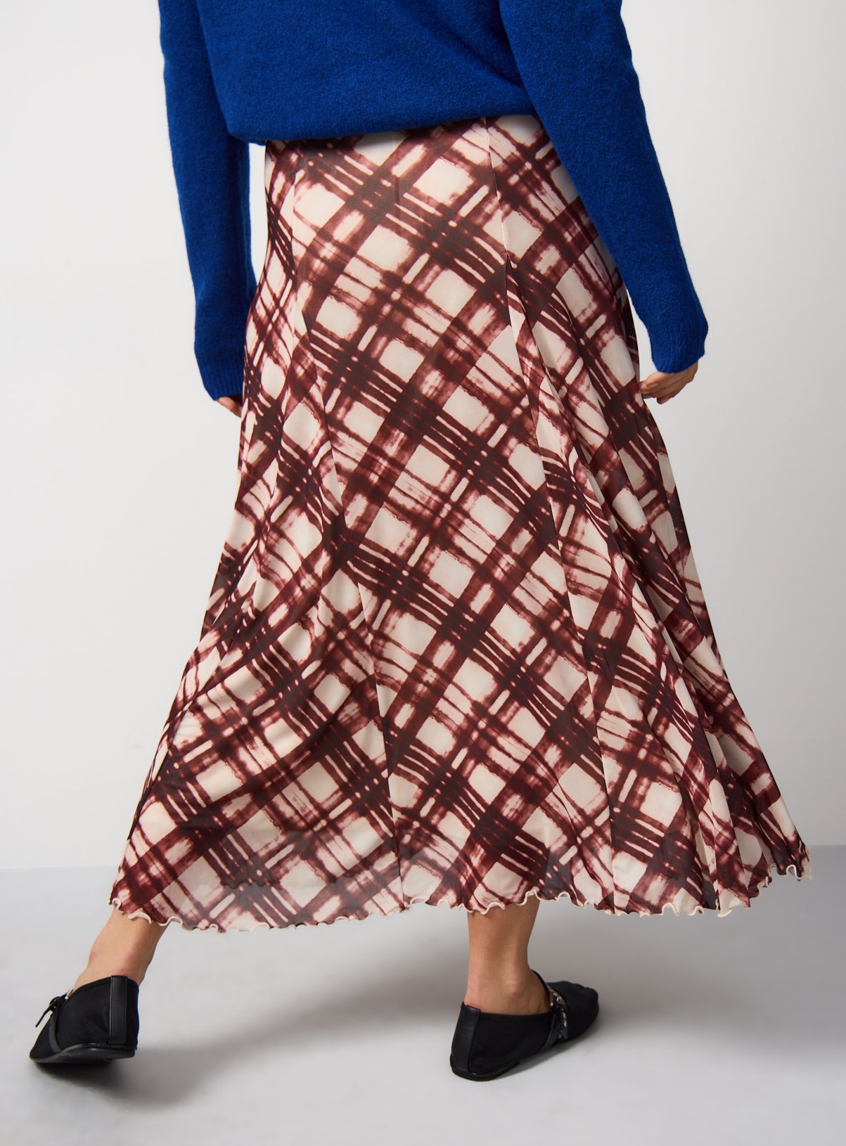 Cream Check Mesh Midaxi Skirt 8 - Image 4 thumbnail