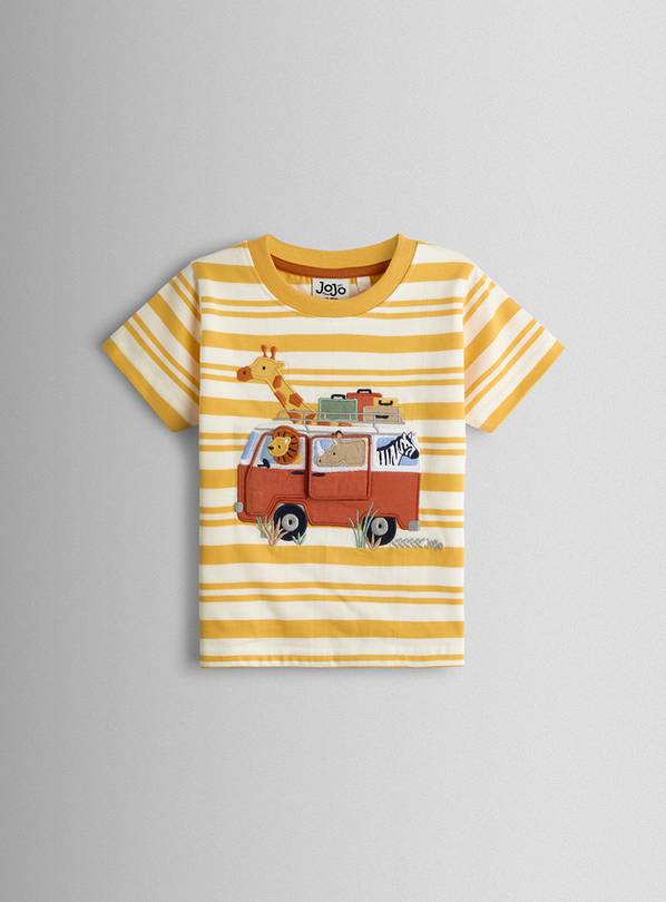 JOJO MAMAN BÉBÉ Safari Friends Campervan Applique T Shirt 6-12 months