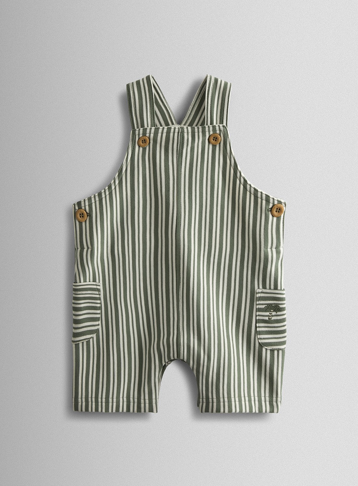 JOJO MAMAN BÉBÉ 3 Piece Stripe Dungarees & T Shirt Set With Hat 6-12 months - Image 2 thumbnail
