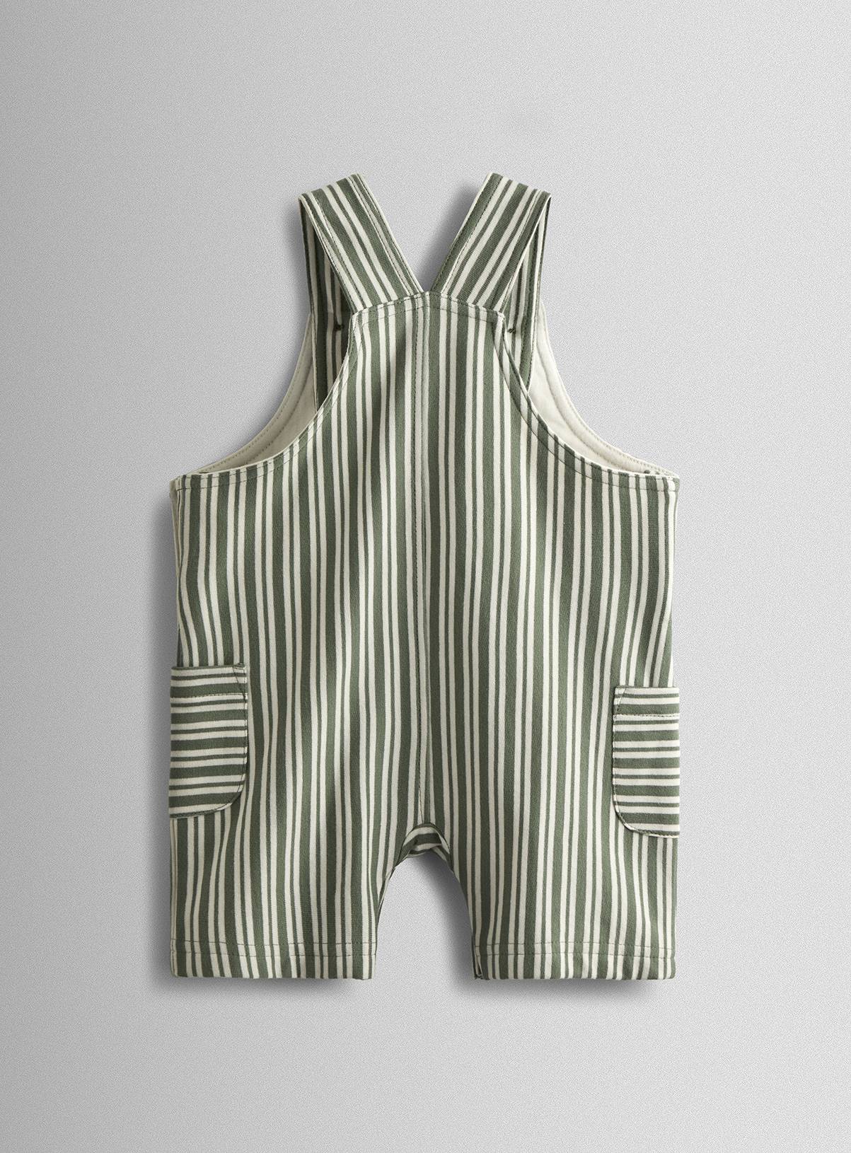 JOJO MAMAN BÉBÉ 3 Piece Stripe Dungarees & T Shirt Set With Hat 6-12 months - Image 3