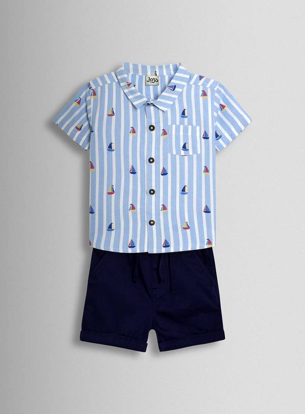 JOJO MAMAN BÉBÉ 2 Piece Sailboat Shirt & Twill Shorts Set 2-3 Years