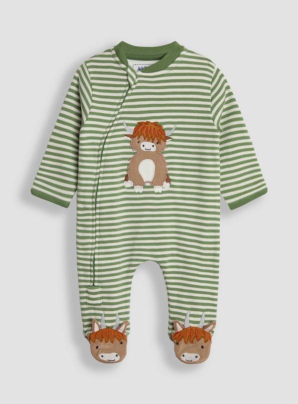 JOJO MAMAN BÉBÉ Highland Cow Applique Zip Sleepsuit 9-12 months