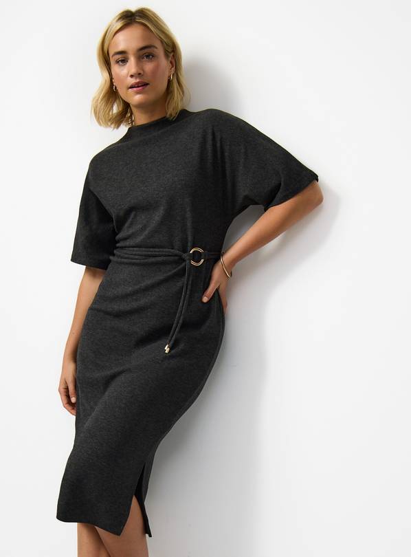 Charcoal Soft Touch Short Sleeve Midi Dress 6