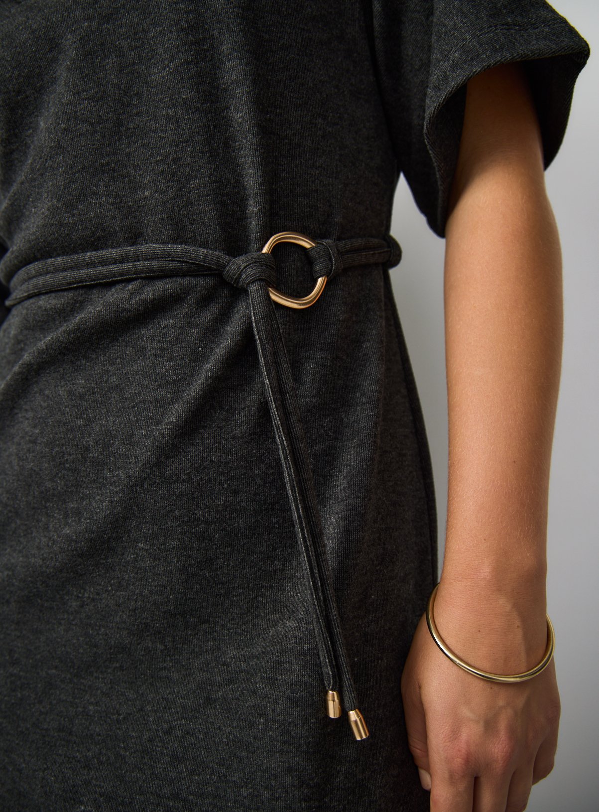 Charcoal Soft Touch Short Sleeve Midi Dress 8 - Image 3 thumbnail