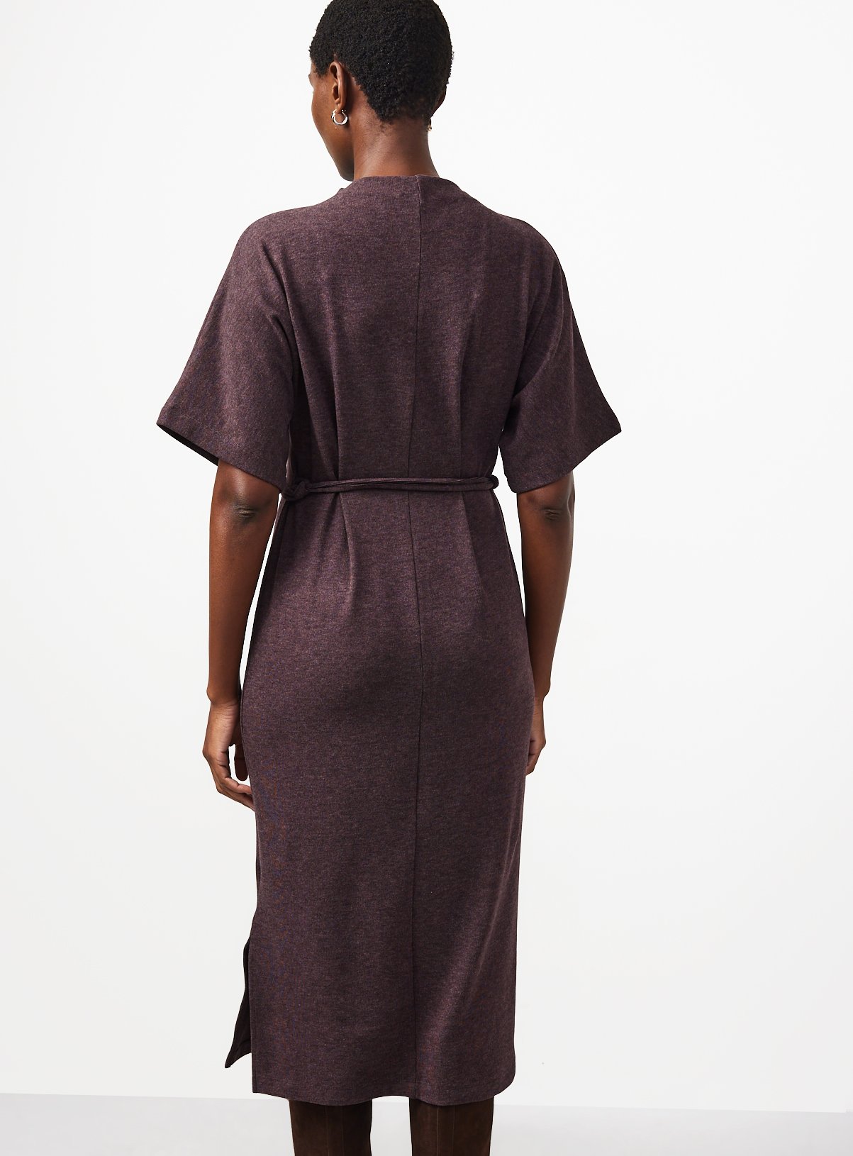 Plum Soft Touch Short Sleeve Midi Dress 12 - Image 4 thumbnail