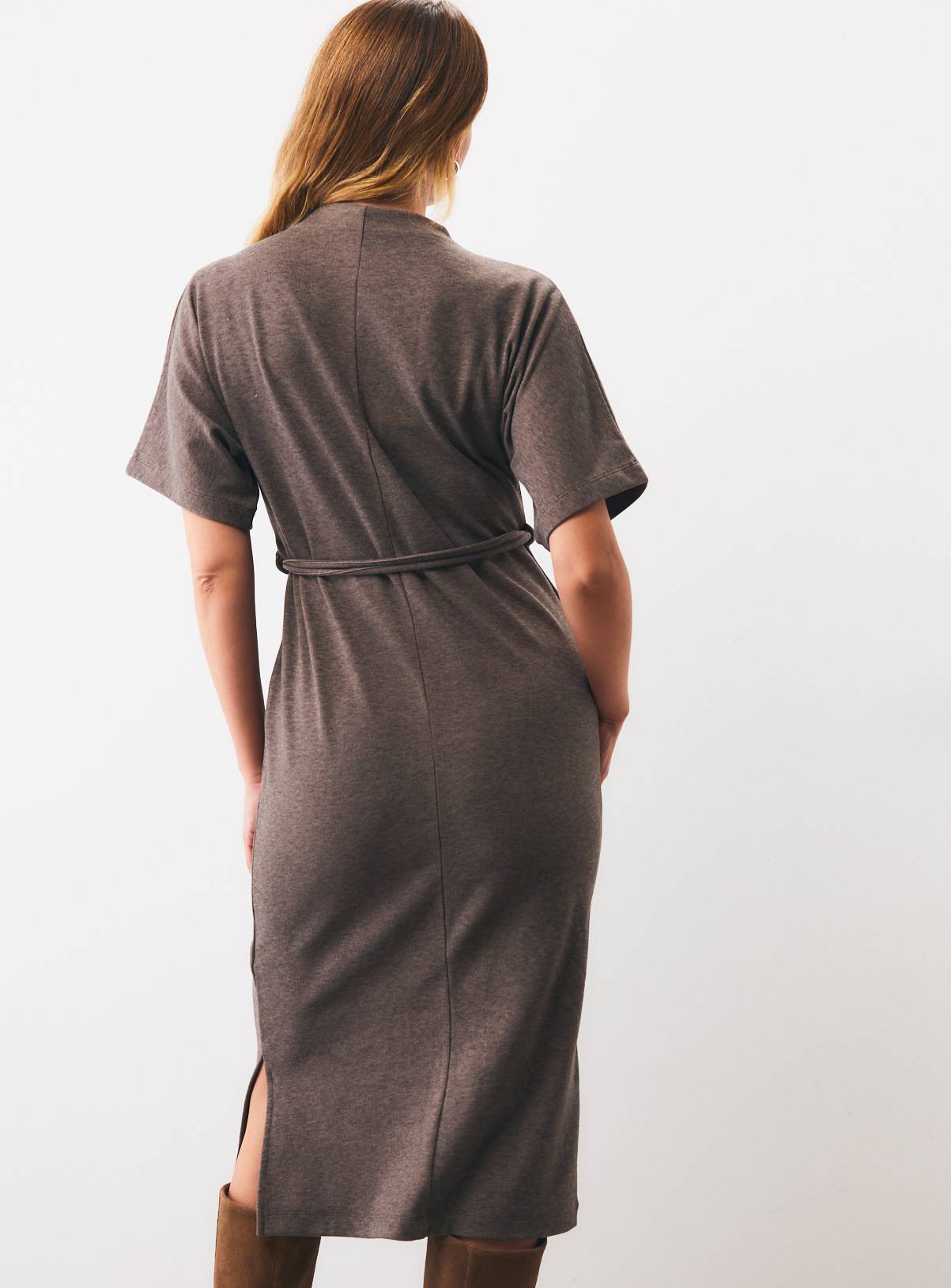 Charcoal Soft Touch Short Sleeve Midi Dress 6 - Image 4