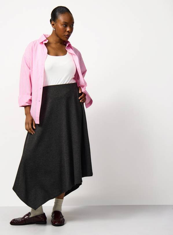 Charcoal Soft Touch Asymmetric Hem Skirt 16