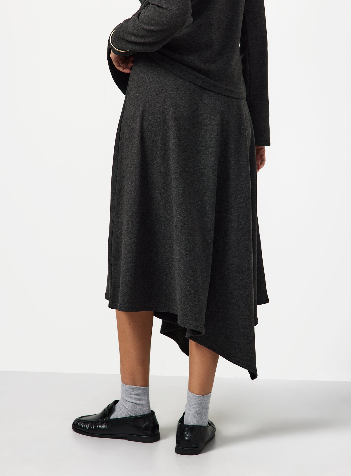 Charcoal Soft Touch Asymmetric Hem Skirt 16 - Image 4 thumbnail