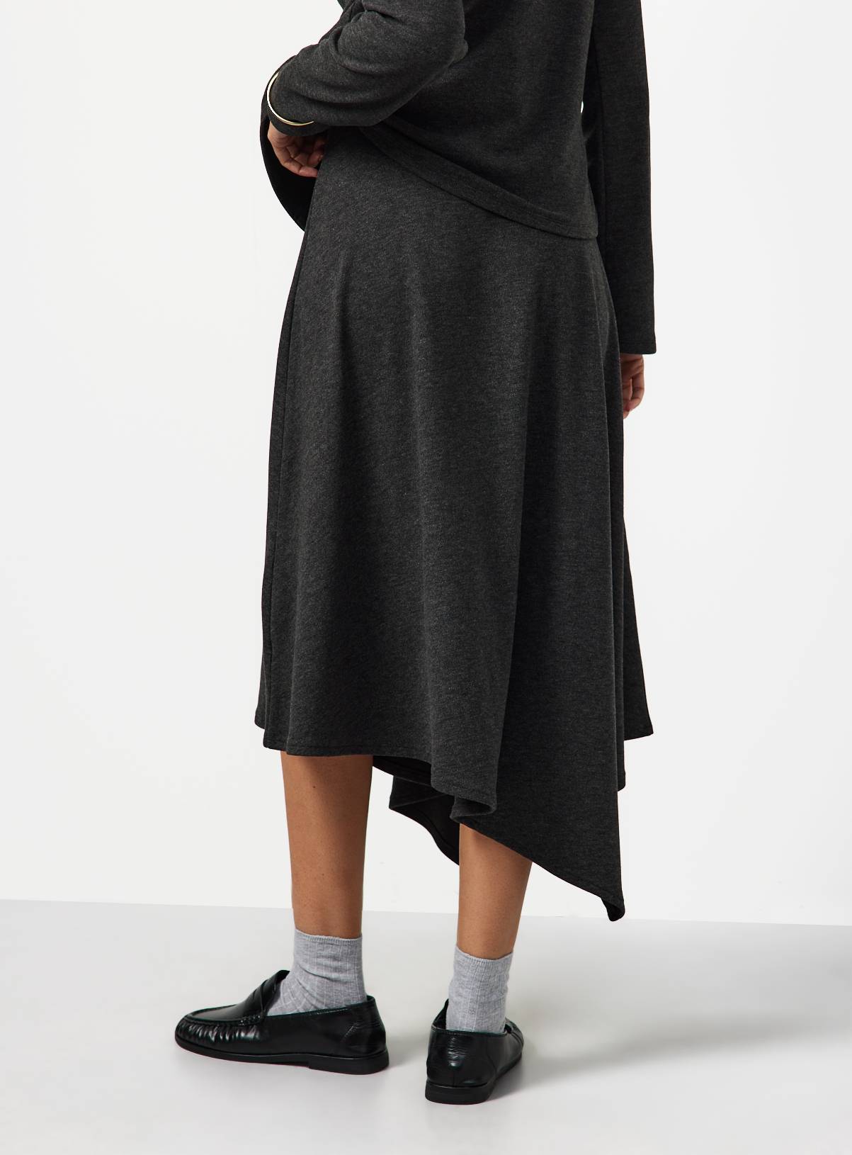 Charcoal Soft Touch Asymmetric Hem Skirt 16 - Image 4