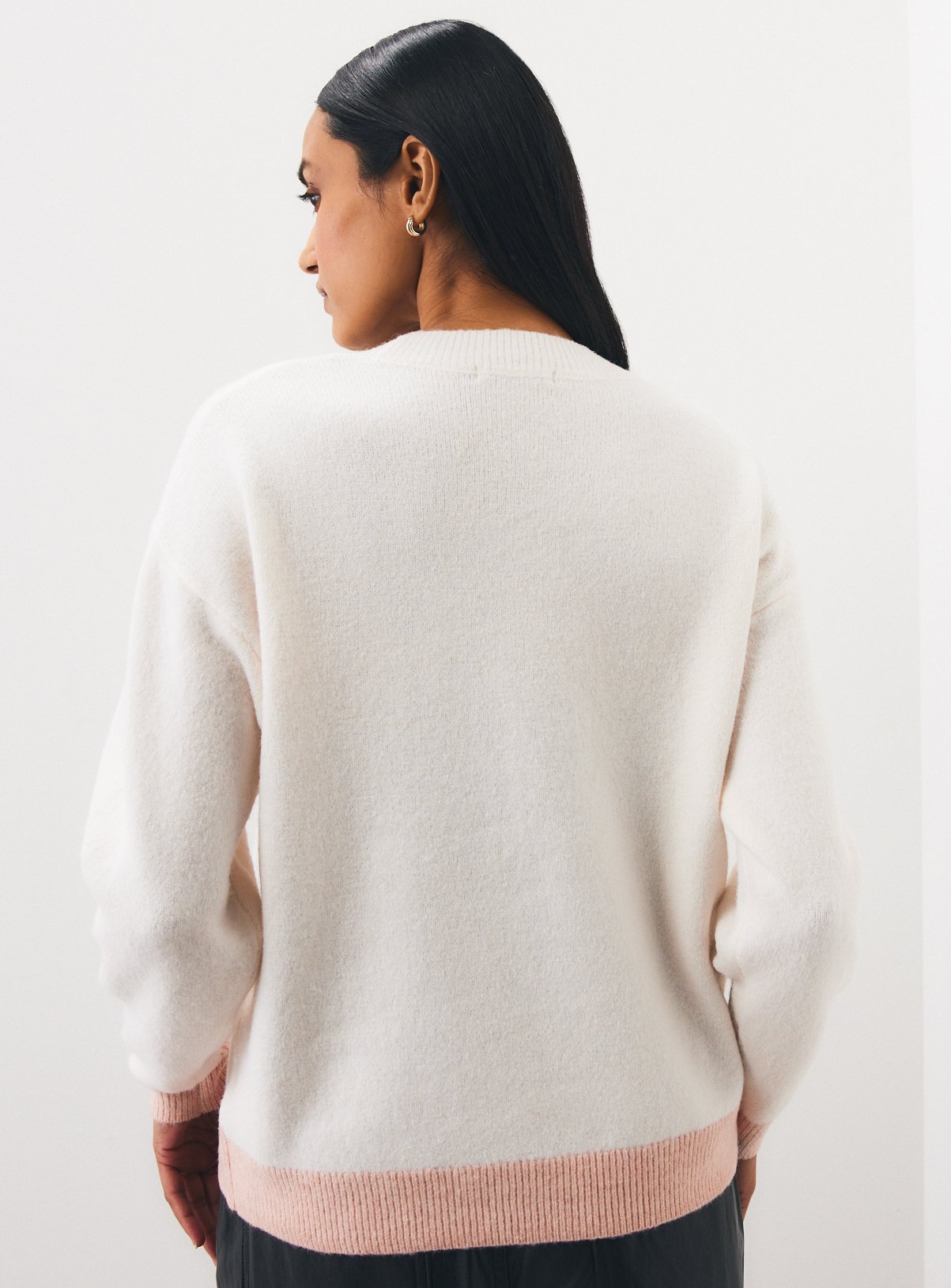 Cream Christmas Cocktail Club Knitted Jumper L - Image 4 thumbnail