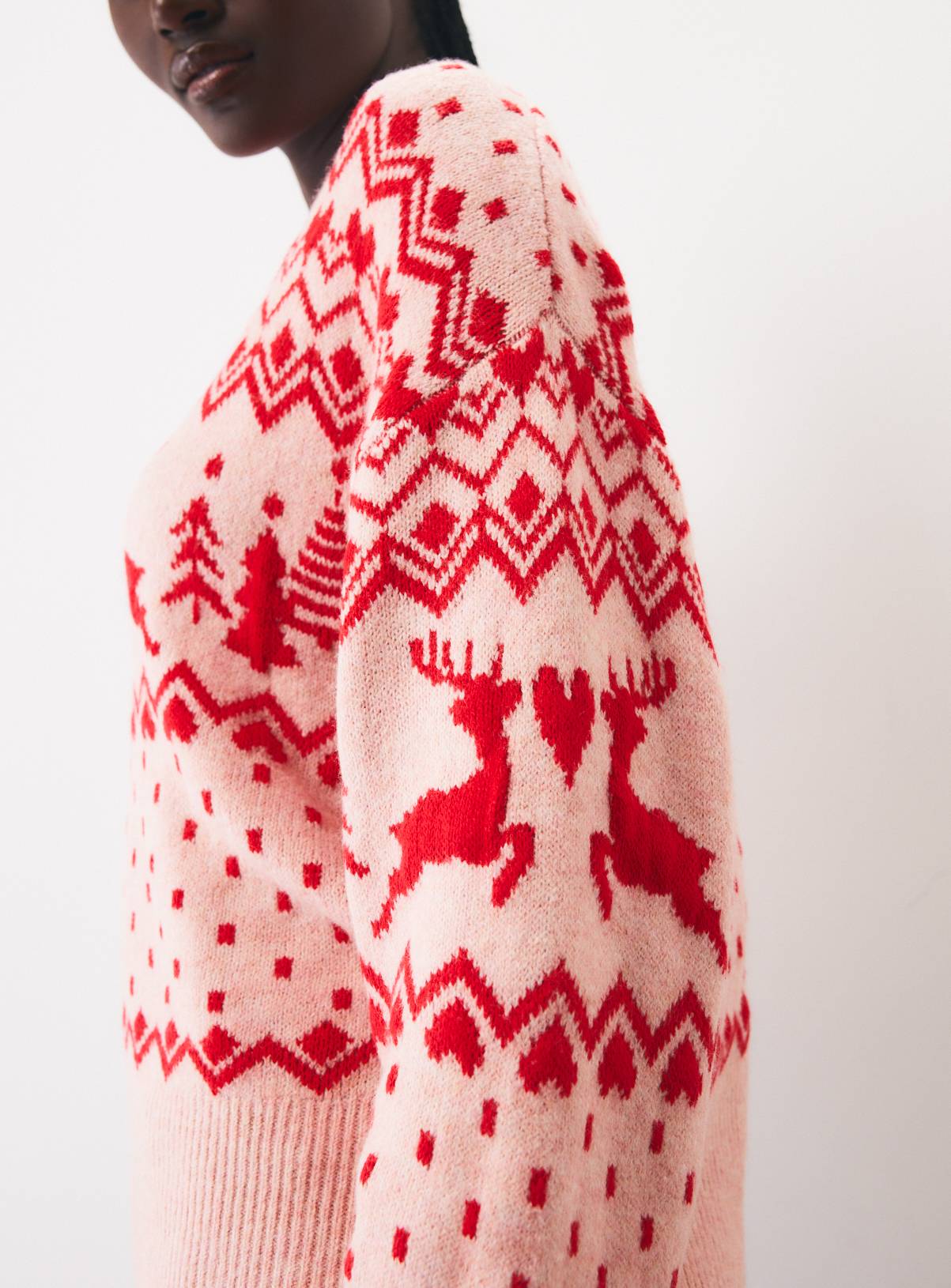 Fairisle Heart & Reindeer Christmas Jumper XS - Image 3