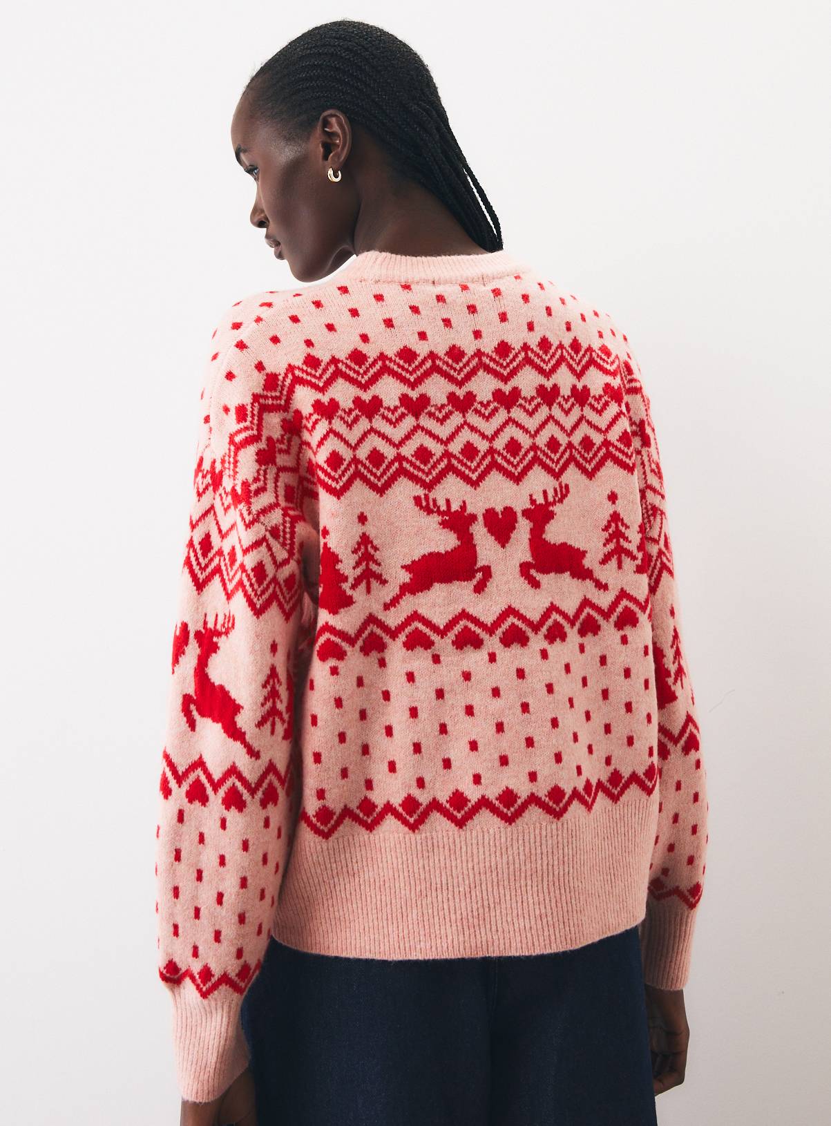 Fairisle Heart & Reindeer Christmas Jumper XS - Image 4