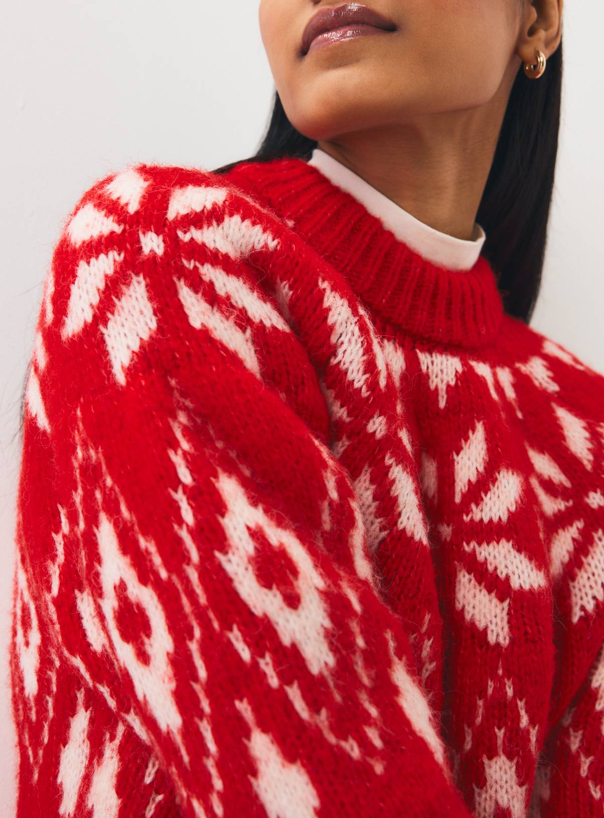 Red Christmas Fairisle Crewneck Jumper XL - Image 3