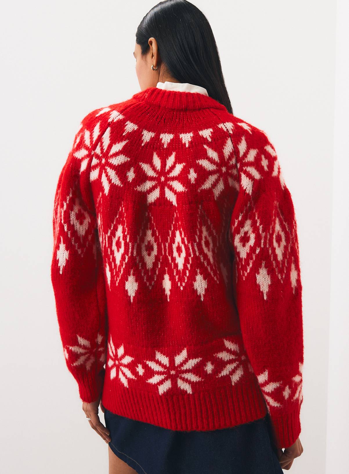 Red Christmas Fairisle Crewneck Jumper XL - Image 4