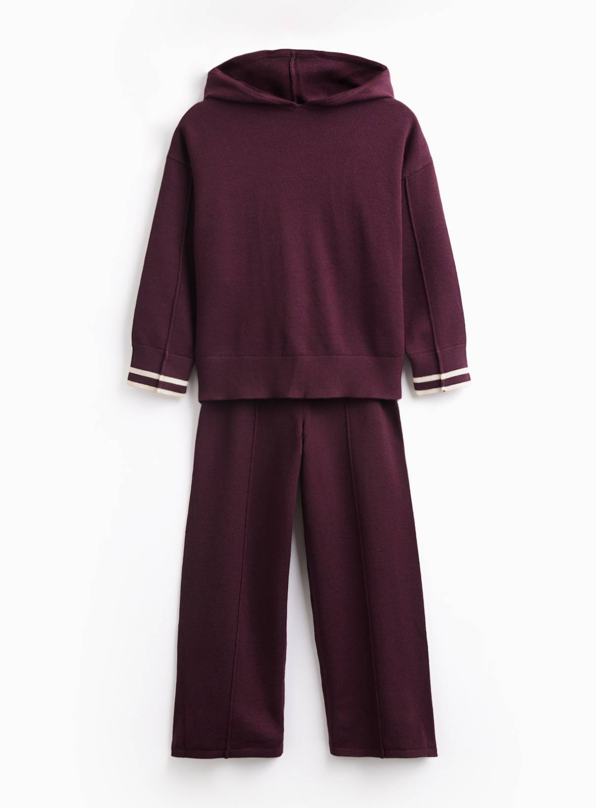 Burgundy Knitted Hoodie & Trouser Set 11 years - Image 1