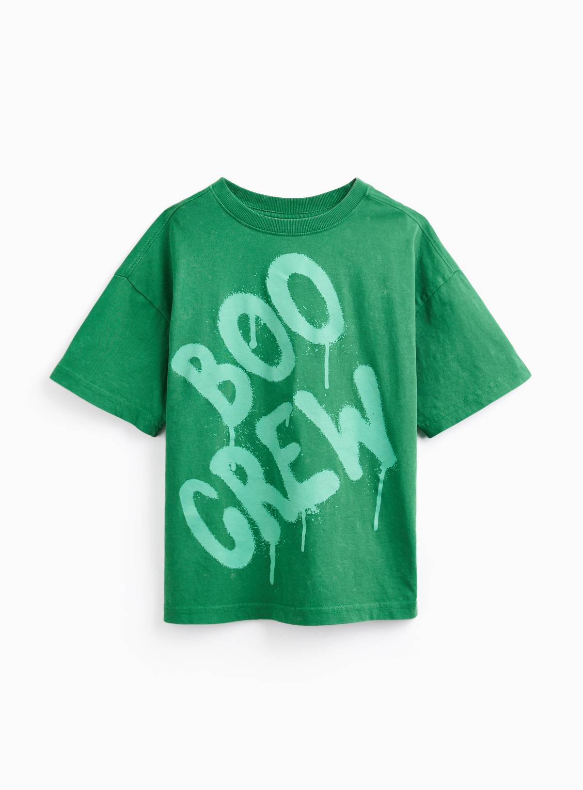 Green Halloween Boo Crew Graphic T-Shirt 7 years - Image 3