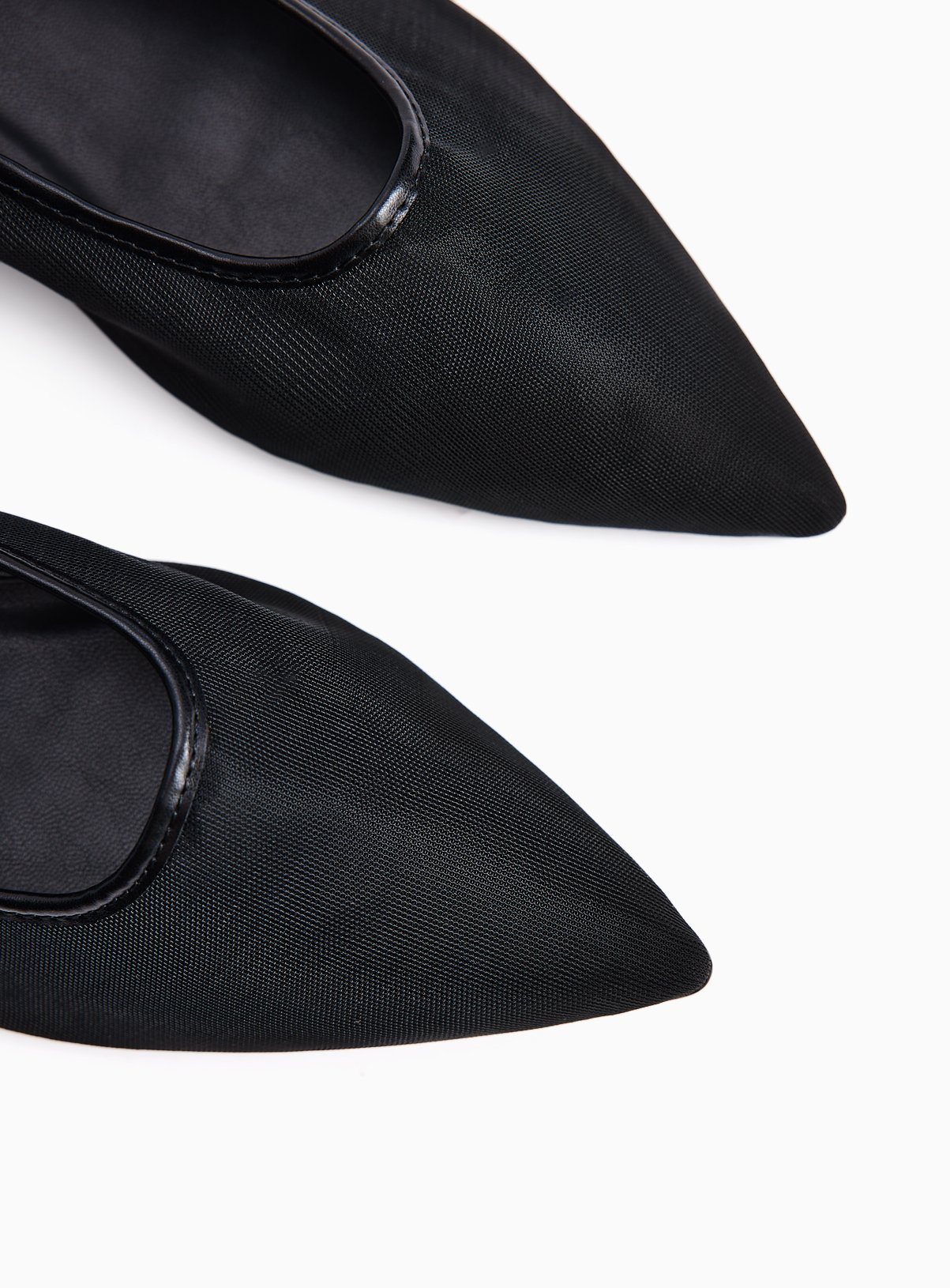 Black Mesh Pointed Toe Ballerina Shoes 6 - Image 2 thumbnail