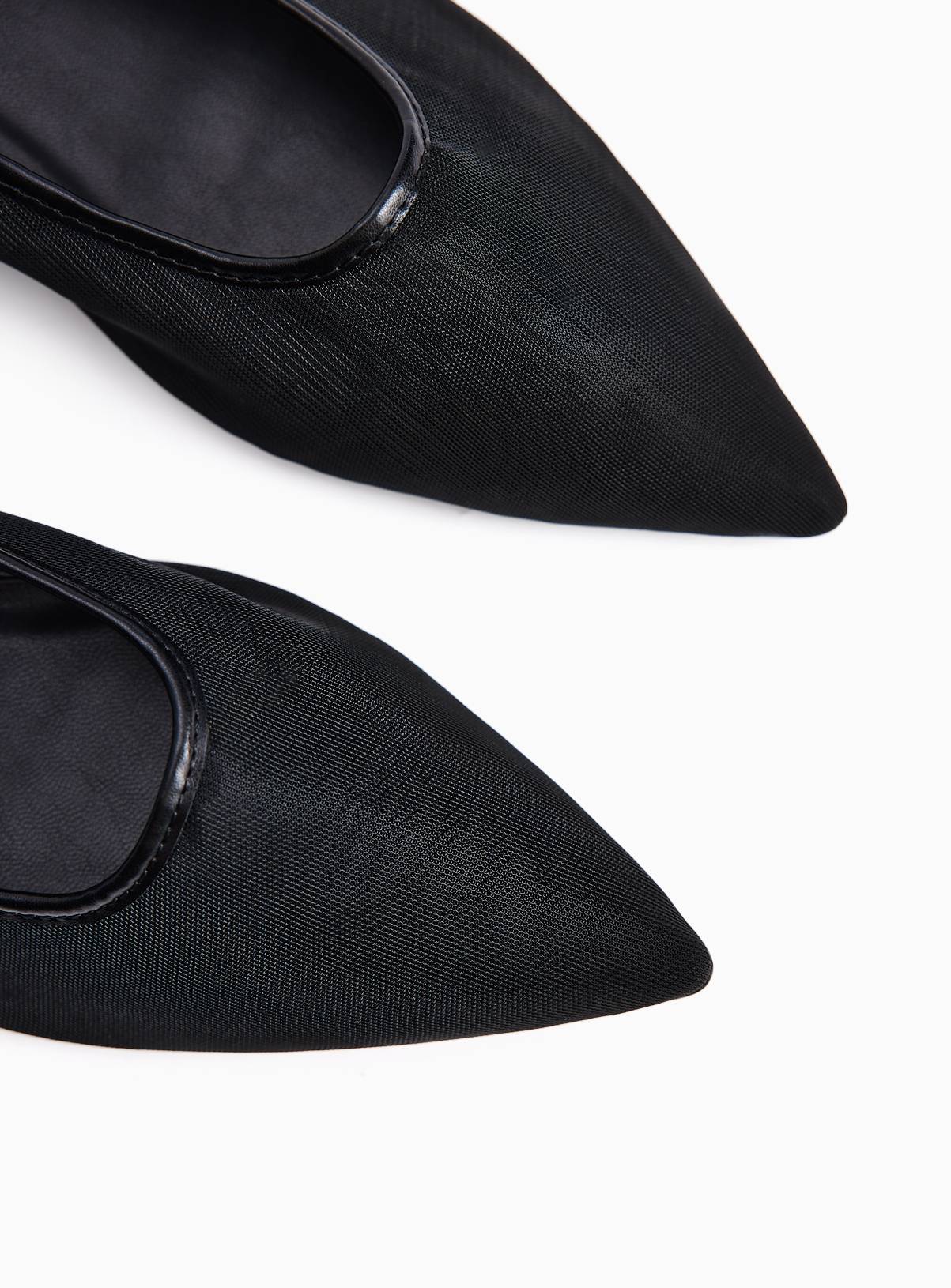 Black Mesh Pointed Toe Ballerina Shoes 6 - Image 2