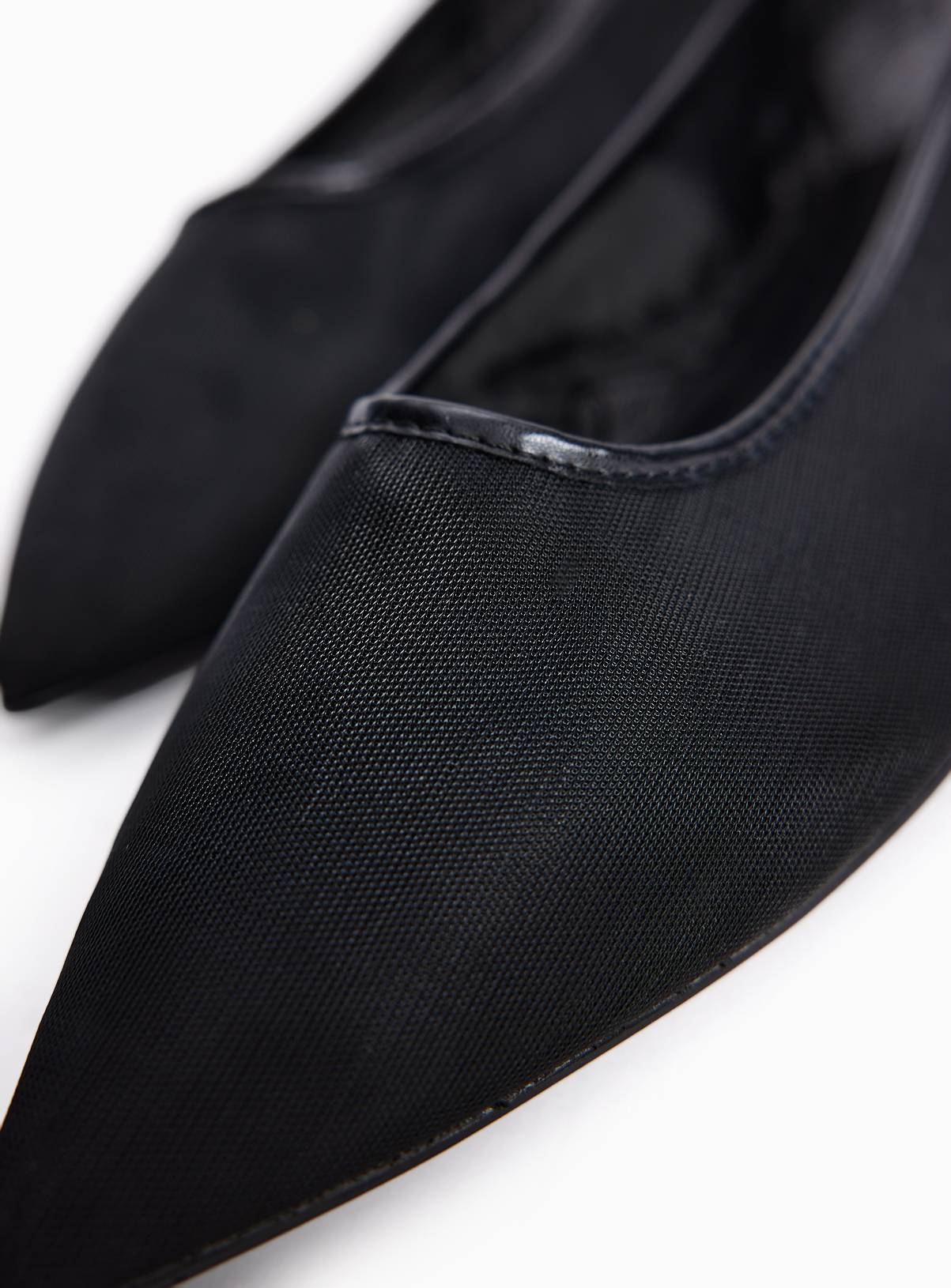 Black Mesh Pointed Toe Ballerina Shoes 6 - Image 3