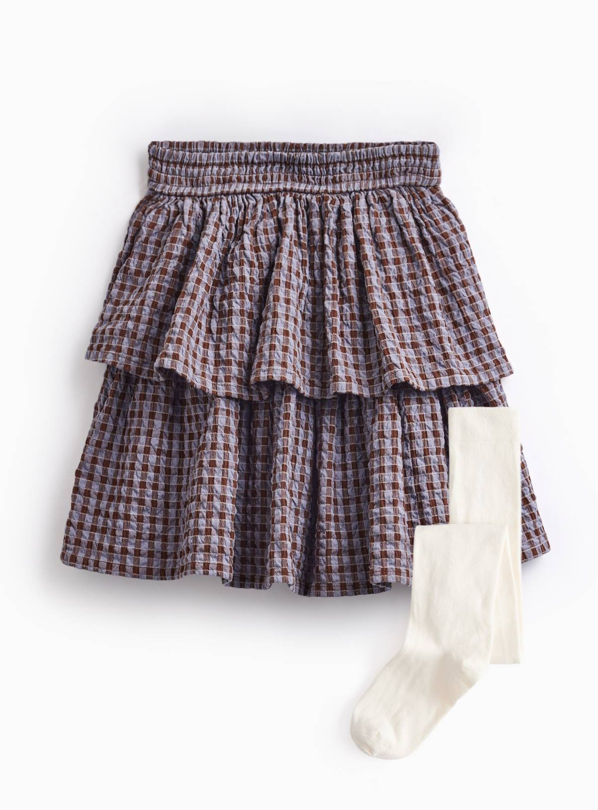 Brown Check Rara Skirt & Tights Set 7-8 years - Image 1