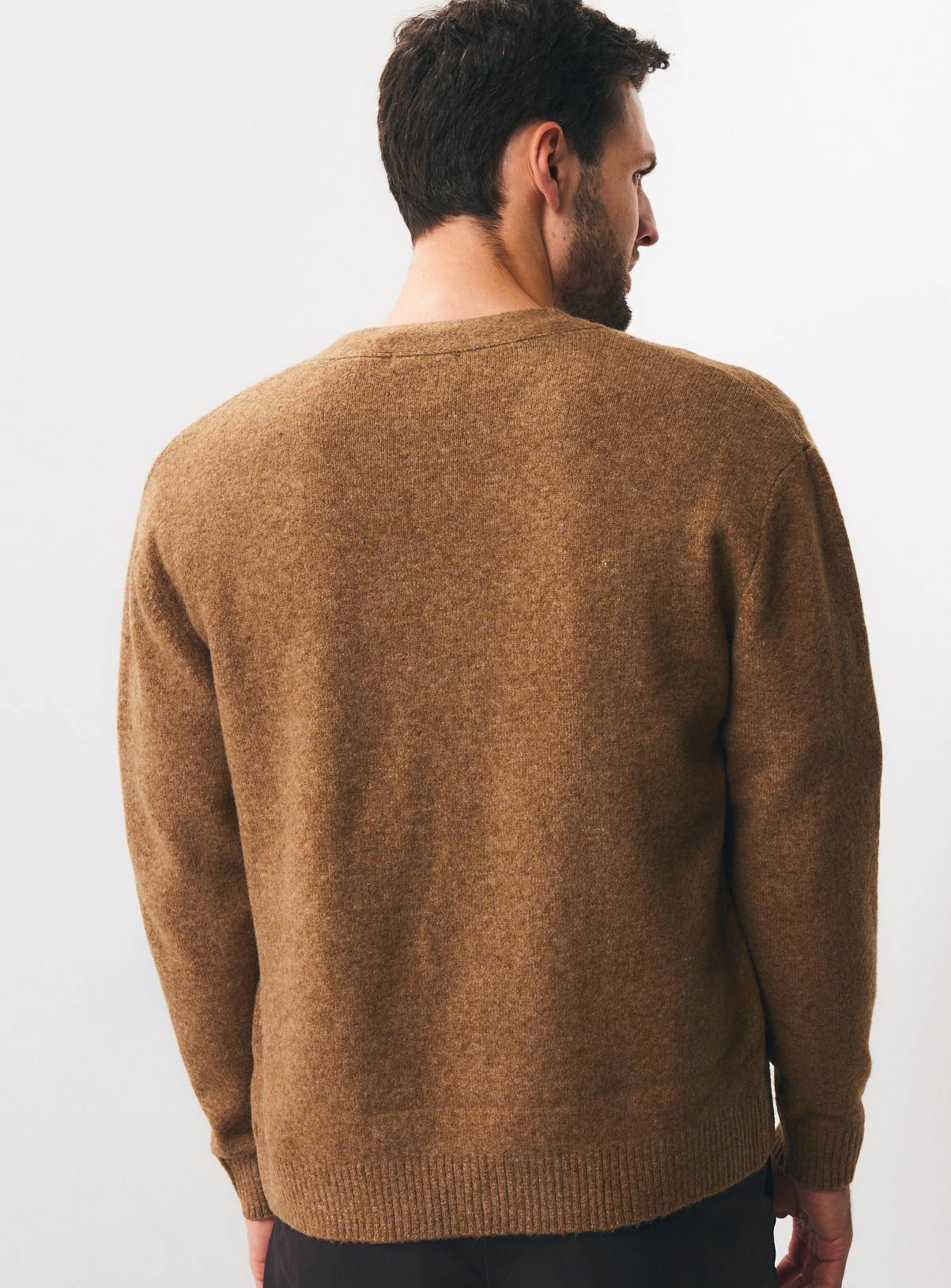 Oatmeal Relaxed V-Front Marl Cardigan XXXXL - Image 5