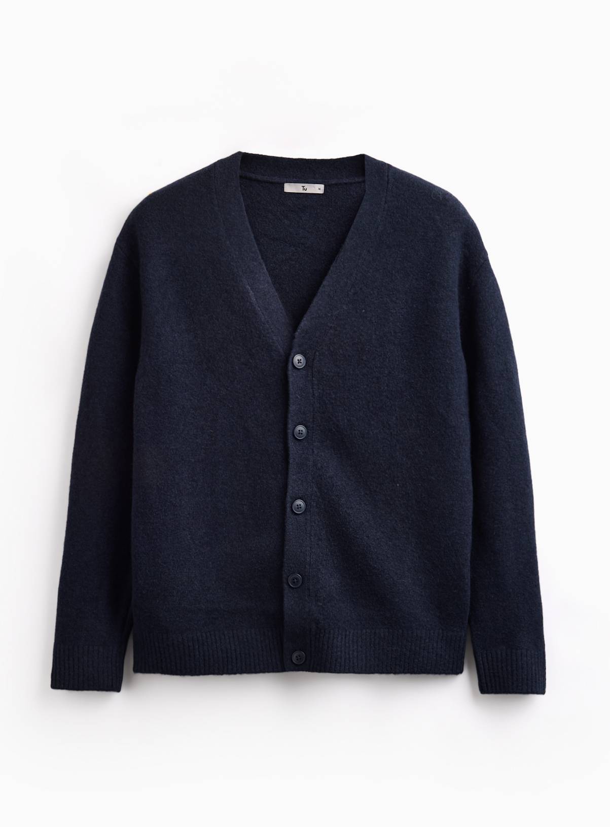 Navy Relaxed V-Neck Marl Cardigan L - Image 1