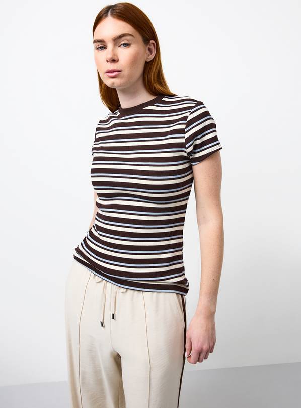 Ribbed Stripe Slim Fit Short Sleeve Top 18