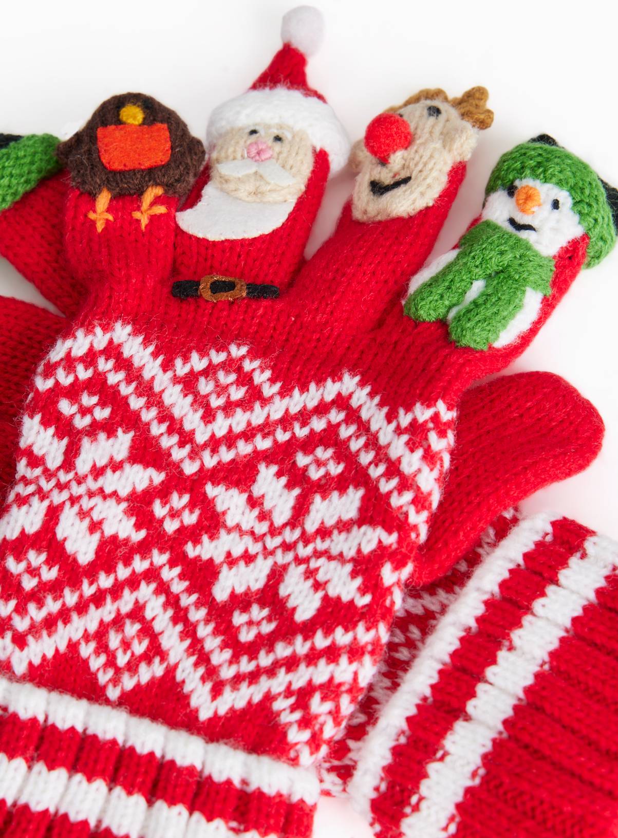 Christmas Finger Puppet Gloves 6-9 years - Image 2