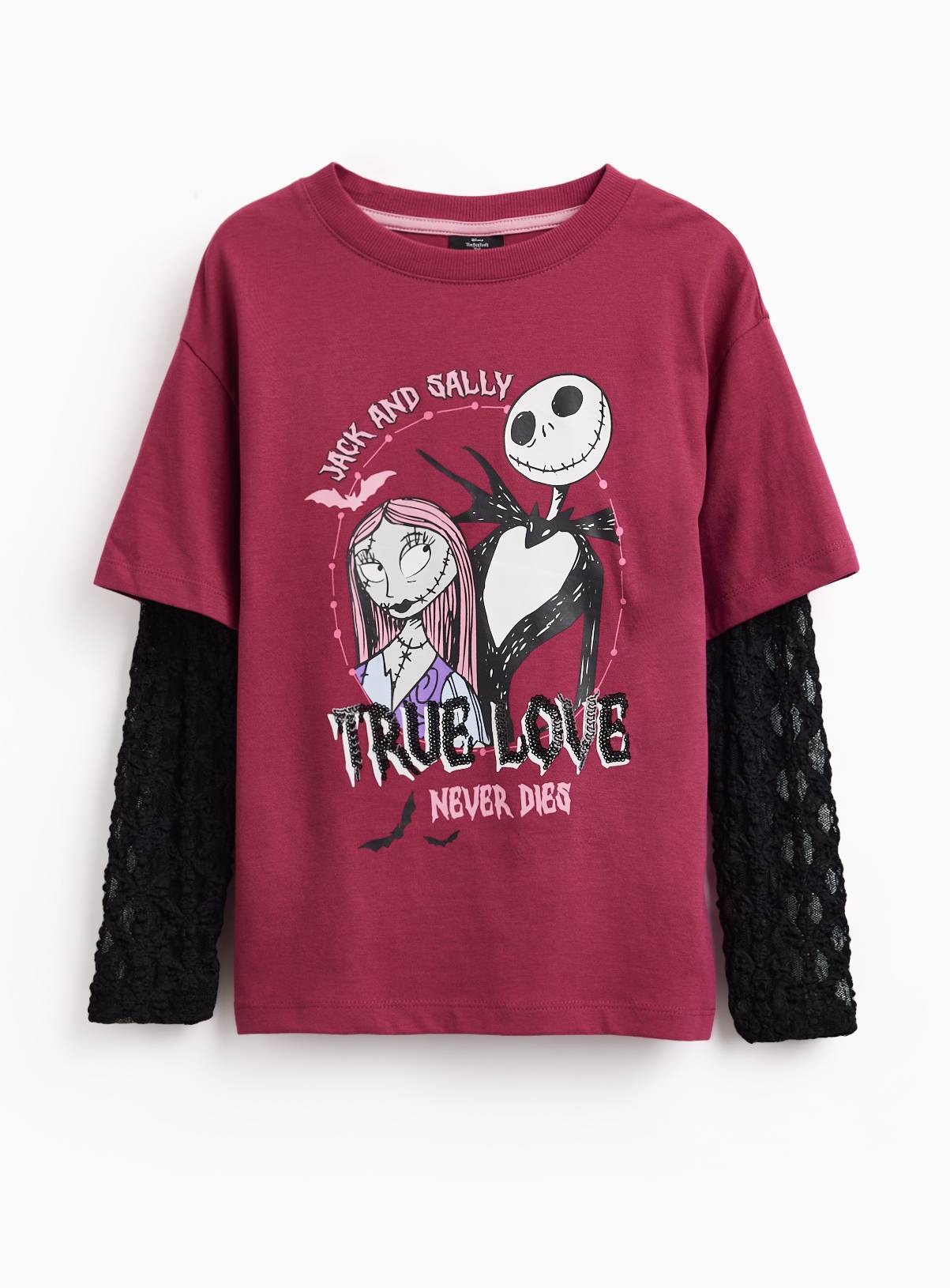 Halloween Nightmare Before Christmas Lace Mock T-Shirt 11 years - Image 1