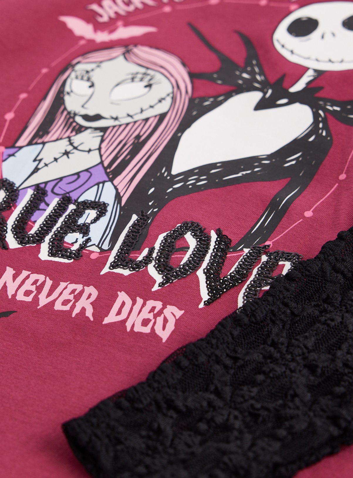 Halloween Nightmare Before Christmas Lace Mock T-Shirt 11 years - Image 2 thumbnail