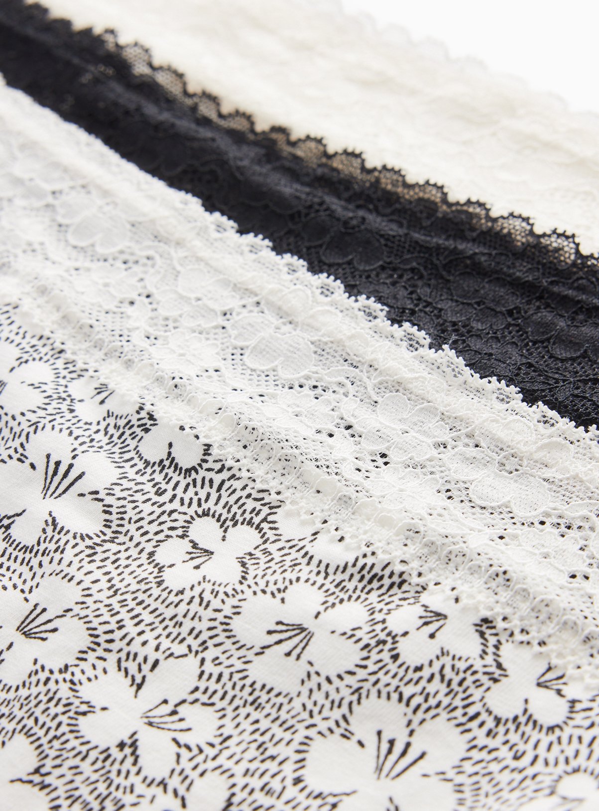 Mono Ditsy Print Lace Trim Full Briefs 5 Pack 22 - Image 3 thumbnail