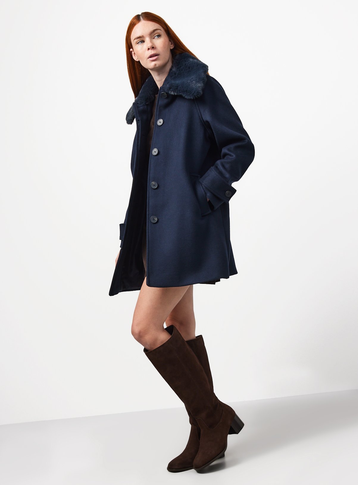 Navy Wool-Rich Car Coat 14 - Image 2 thumbnail