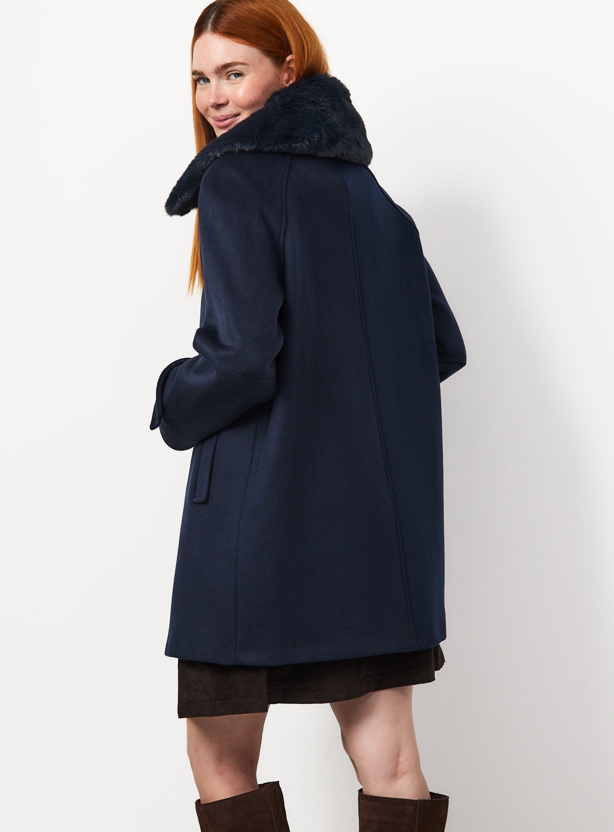 Navy Wool-Rich Car Coat 14 - Image 4 thumbnail