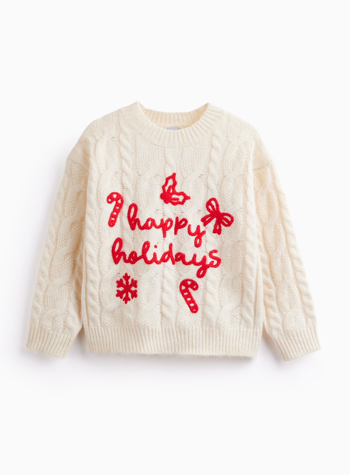 Mini Me Happy Holidays Cable Knit Jumper 7 years - Image 1 thumbnail