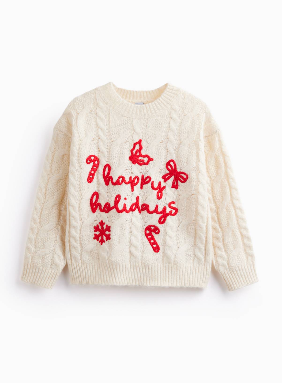 Mini Me Happy Holidays Cable Knit Jumper 7 years - Image 1