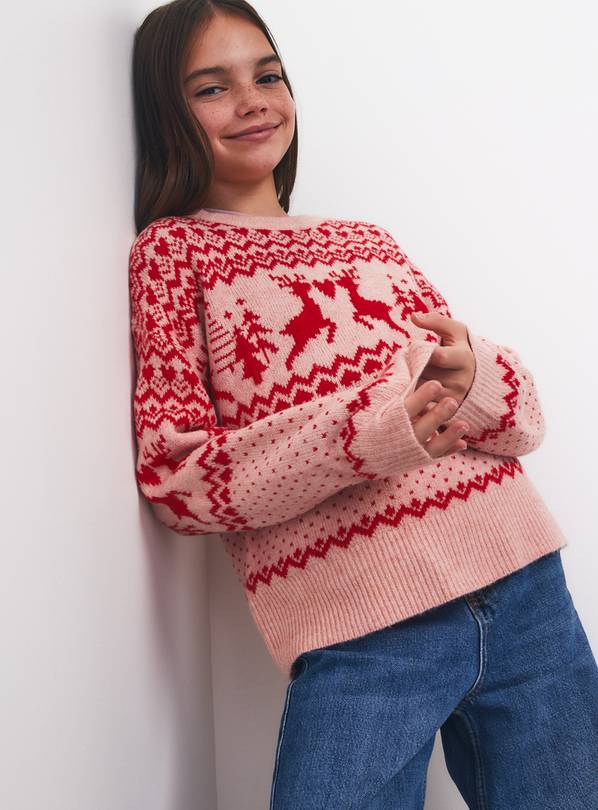 Family Matching Kids' Traditional Fairisle Christmas Jumper 12 years