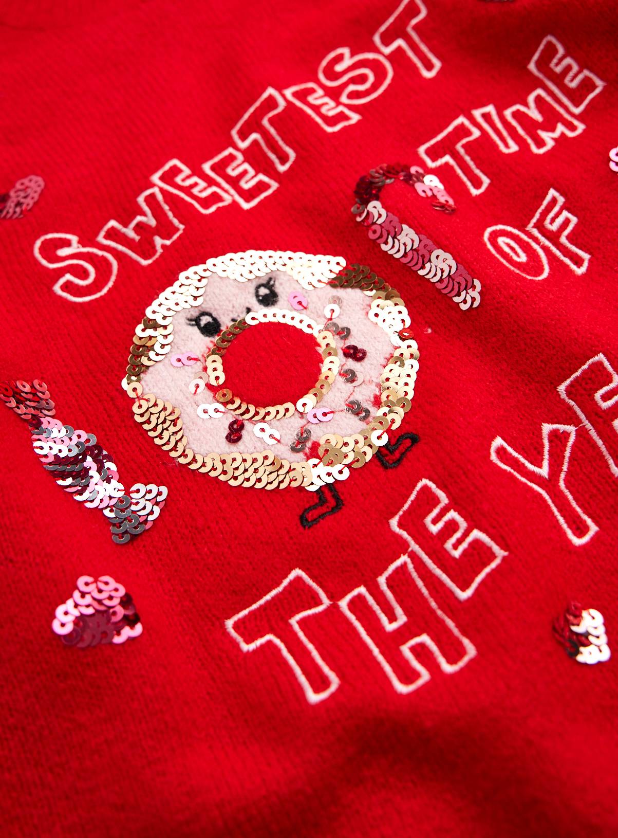 Red Sweetest Time of the Year Sequin Christmas Jumper 4 years - Image 2