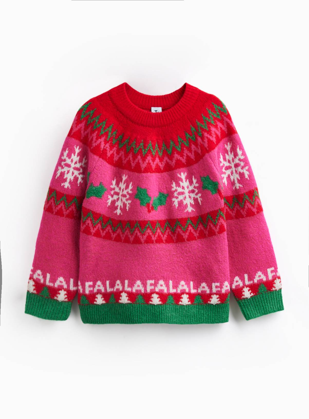 Family Matching Pink Fairisle-Style Knitted Christmas Jumper 14 years - Image 1