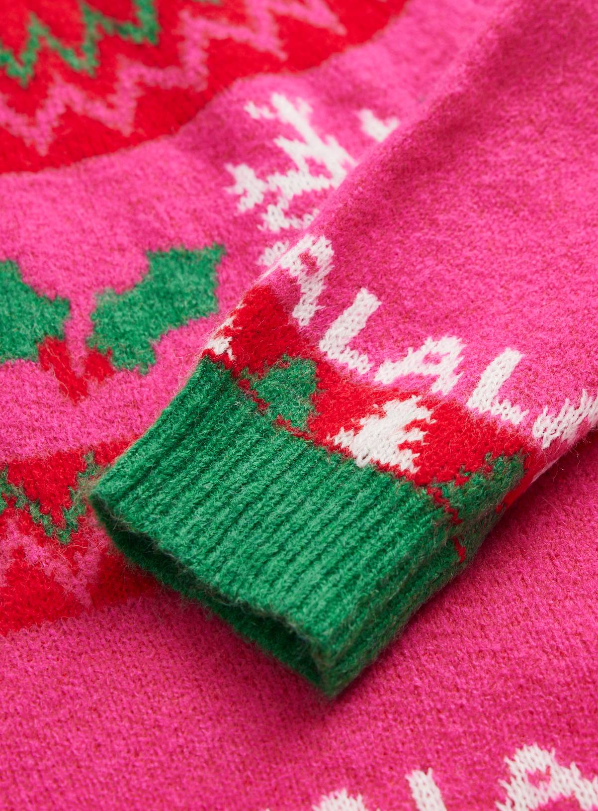 Family Matching Pink Fairisle-Style Knitted Christmas Jumper 14 years - Image 2