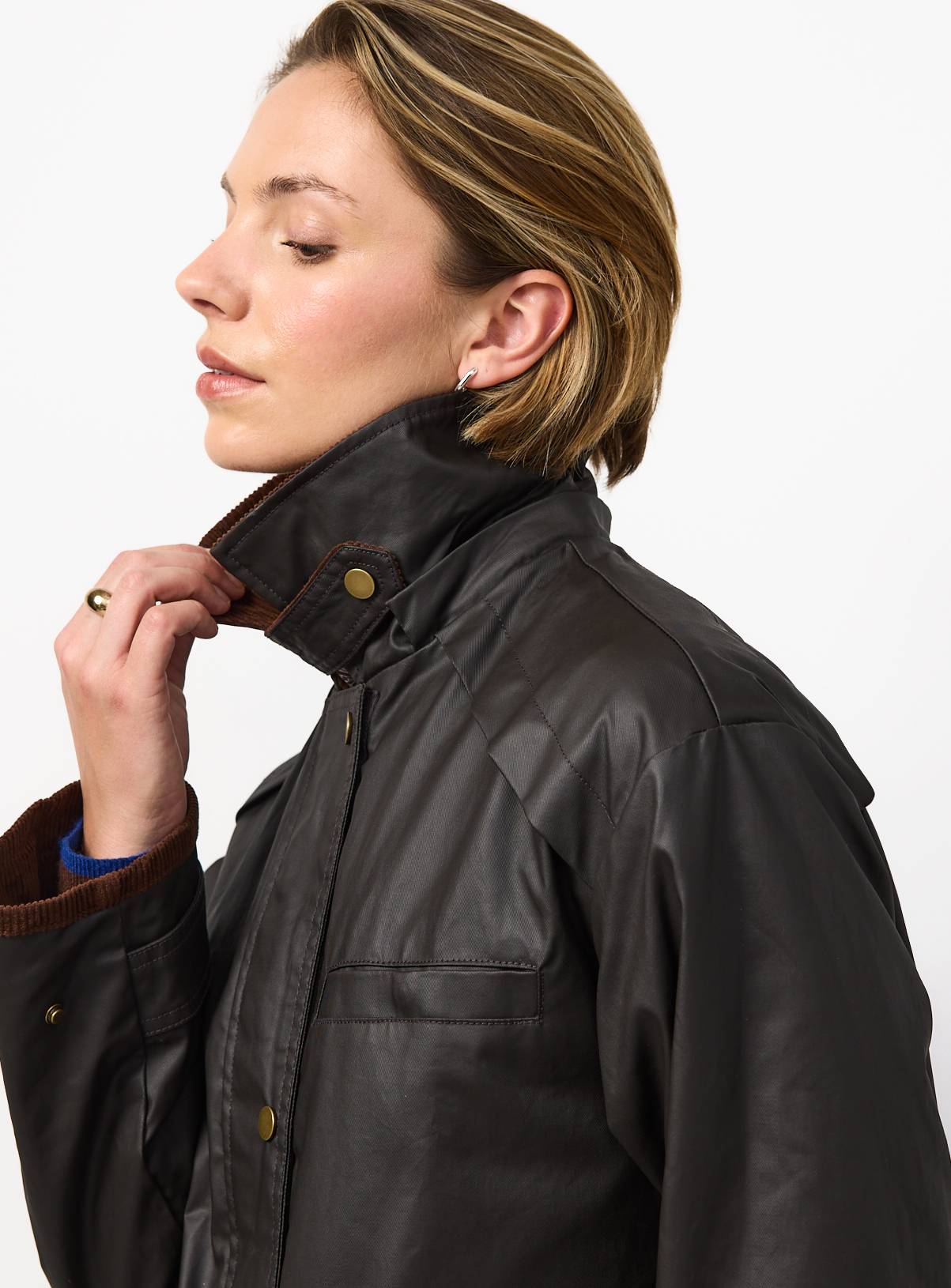 Brown Longline Waxy Shower Resistant Parka S - Image 3