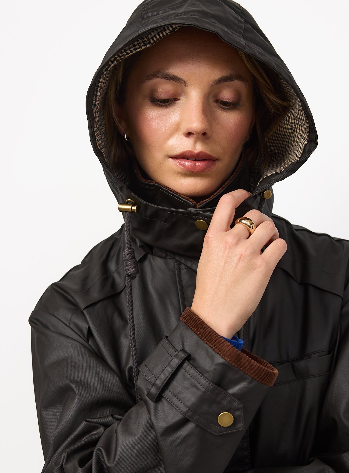 Brown Longline Waxy Shower Resistant Parka S - Image 4 thumbnail