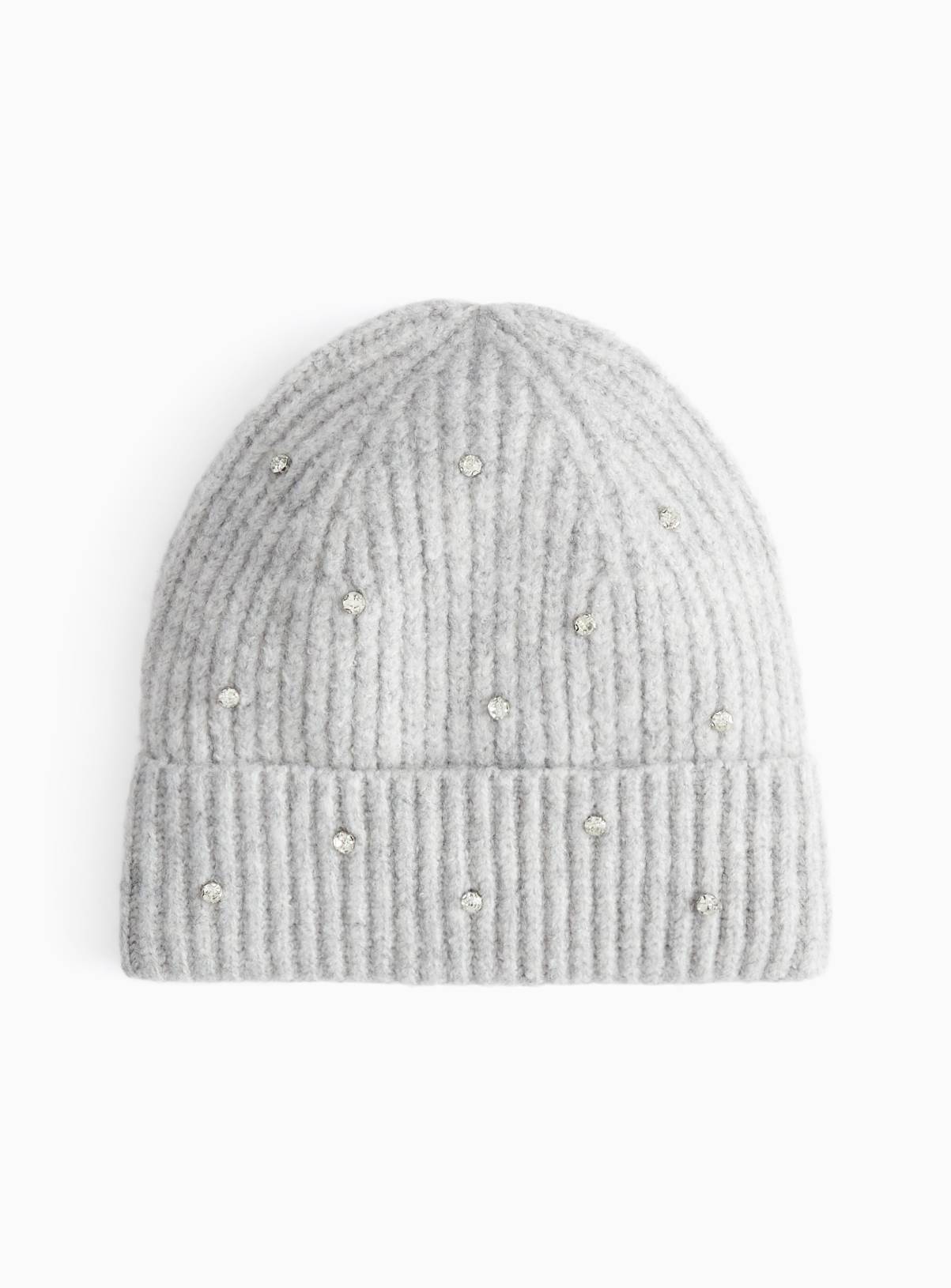 Grey Diamanté Beanie Hat 3-5 years - Image 1