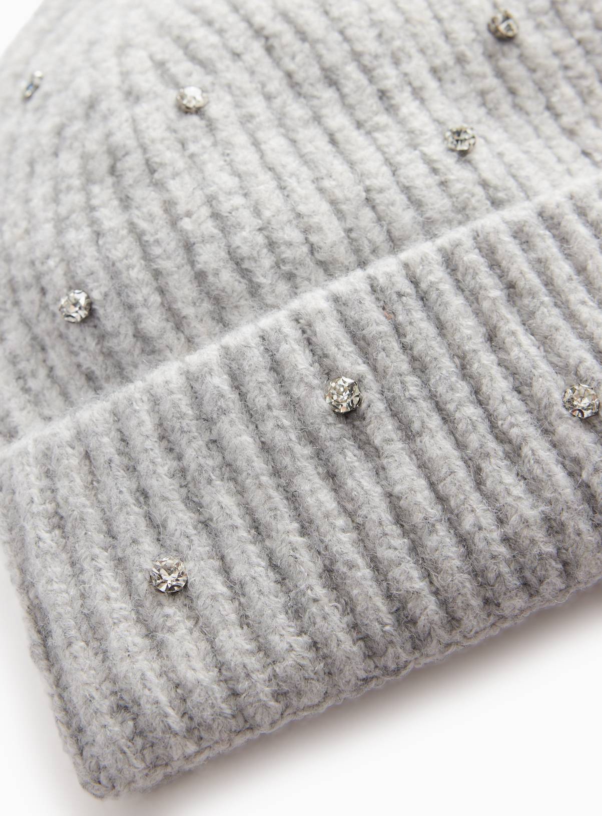 Grey Diamanté Beanie Hat 3-5 years - Image 2