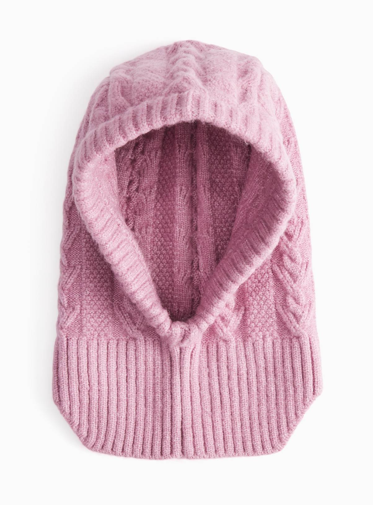 Pink Cable Knit Balaclava 6-9 years - Image 1