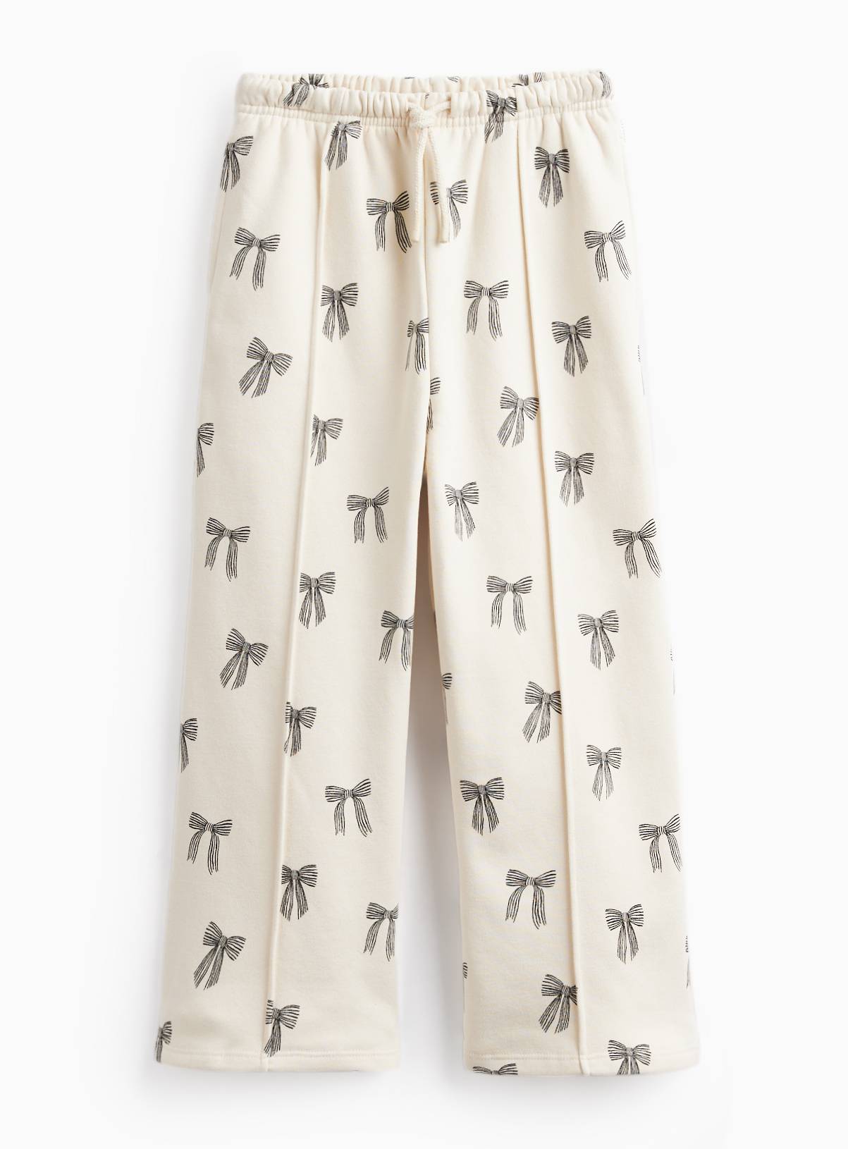 Cream Bow Print Wide Leg Joggers 7 years - Image 1